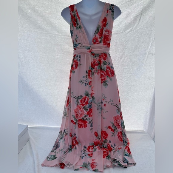 Lulu's Pink Sleeveless V-Neck Maxi Dress for Wedding’s #A1 - Picture 2 of 10